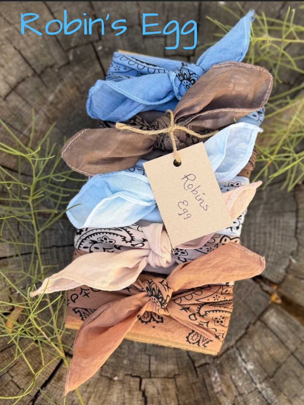 Bandana BANDANAS Hair Tie Headband Scarf ⭐️NWT "Robin's Egg" Set of 5